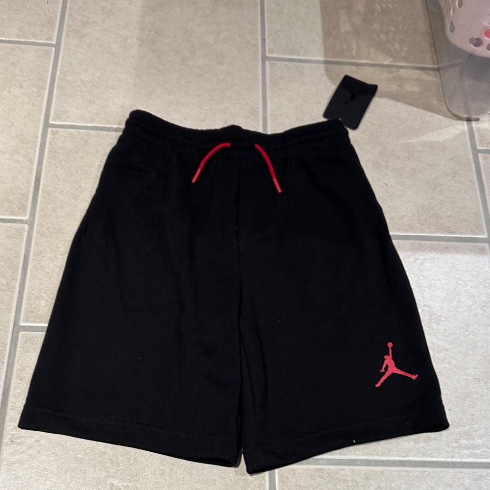 Jordan Boys Black Shorts with Red Jumpman Accent sz Large NWT